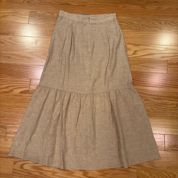NWT Madewell Tan Linen Wrap-style Midi Skirt - Picture 4 of 8